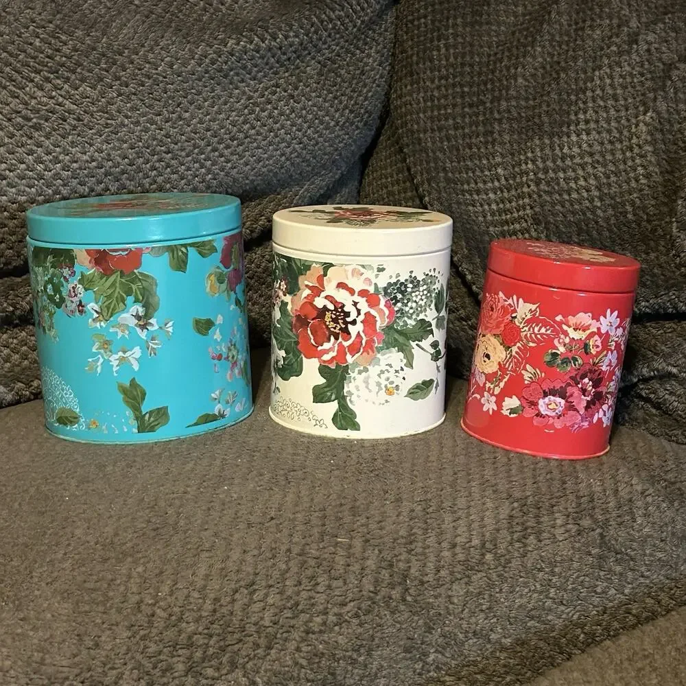 NWT The Pioneer Woman 3 Piece Metal Garden Meadows Canister Set